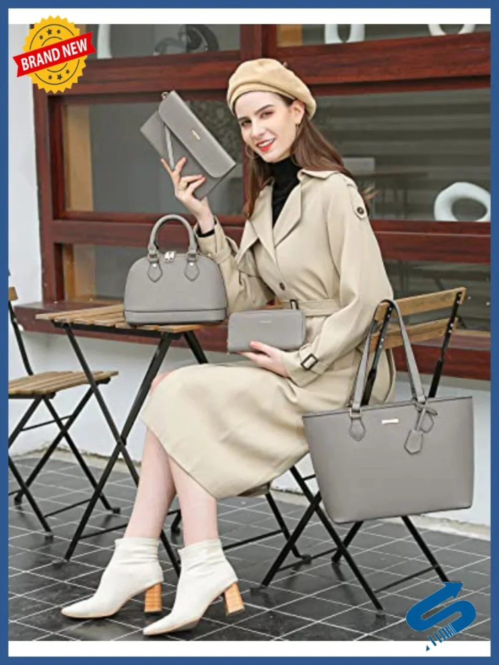 4-Piece Faux Leather Handbag Set with Wallet, Crossbody & Tote